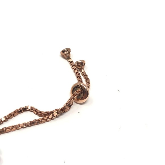 925 Silver Rose-tone CZ Adjustable Women Bracelet - Picture 4 of 5